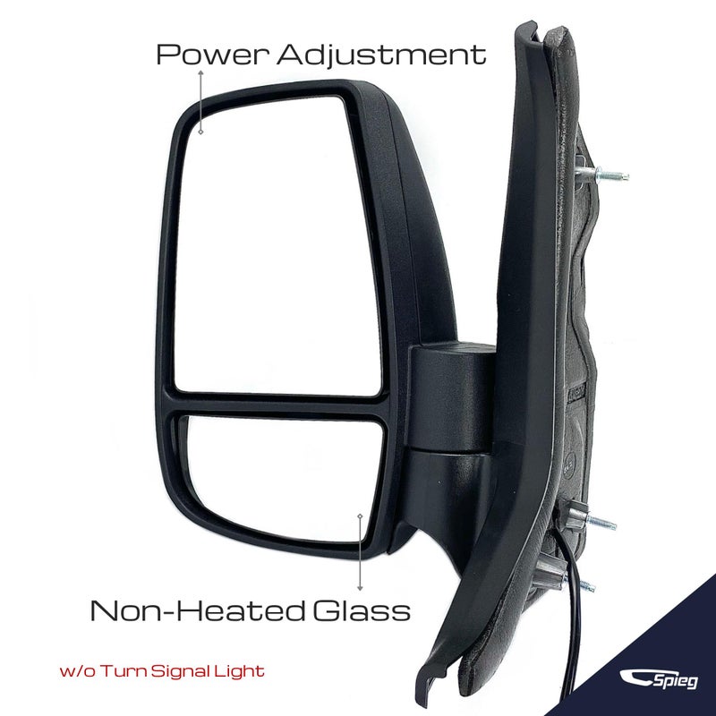 Spieg Driver Side Mirror for 2015-2019 Ford Transit 150 250 350 HD Cargo Van | Left Side View Mirror Assembly with Power Adjustment Non-Heated Glass Short Arm | Textured Black 6 Pins FO1320551 - Image 2